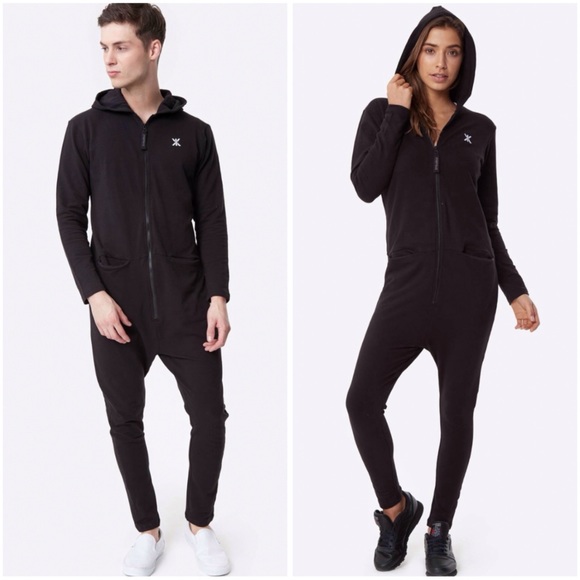 Onepiece Pants - ONEPIECE BLACK UNO JUMPSUIT lightweight ZIP UP HOODIE ONESIE